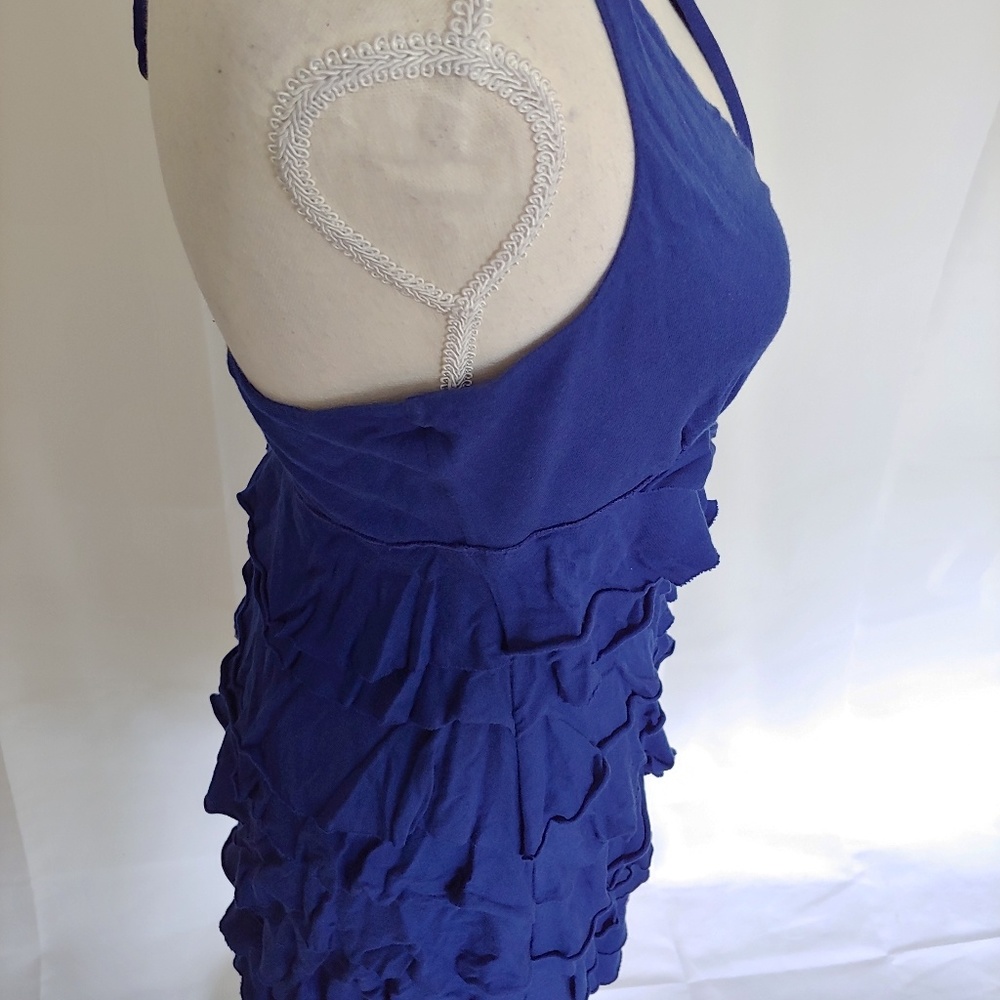 Express Blue Ruffled Halter Dress - Picture 4 of 8